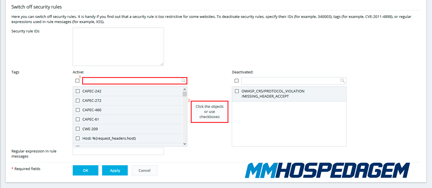 Configurações do Firewall do Aplicativo Web